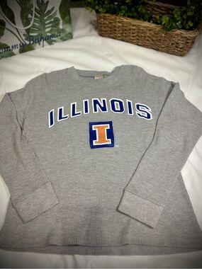 Grey Illinois Waffle-Knit Crewneck Sweatshirt